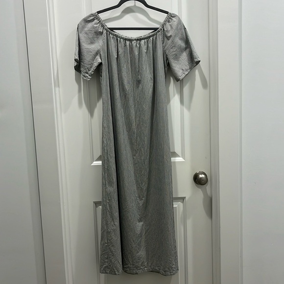 The Lady & The Sailor Cotton Pinstriped Maxi Dress Sz 2 - Picture 1 of 7